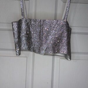 FORE Glittering Silver Tank Top